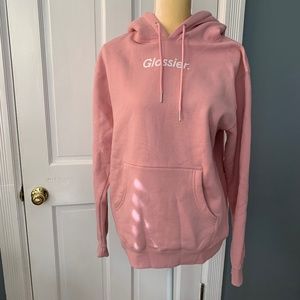 Glossier Pink Hoodie Sweatshirt Size XS EUC
